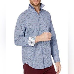 Robert Graham Shinto Blue Classic Fit Dragon Embroidered Cuff Shirt.  Sz L.  EUC